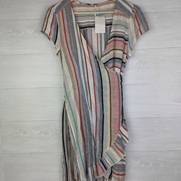 Free People Dresses & Skirts - NWT Free People Wrap It Up Striped Mini Dress